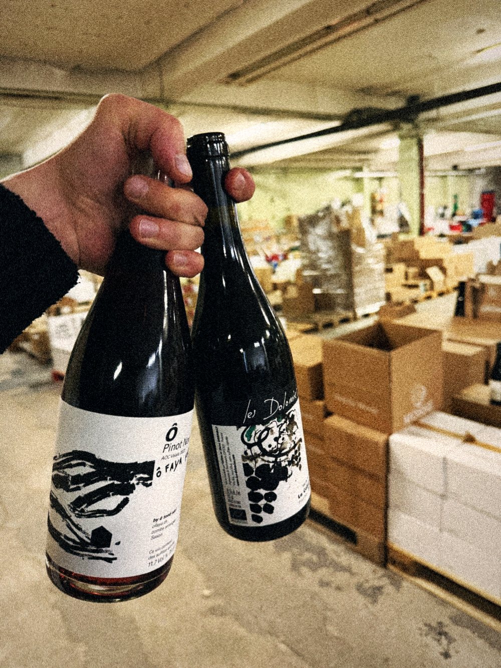 Ô Fâya Pinot Noir und Les Dolomies La Cabane in der Hand im Lager